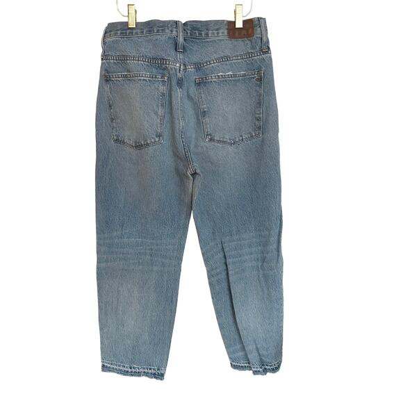 EUC Madewell Classic Straight Jeans Medium Wash Distressed Raw Hem Size 30 - Picture 3 of 7
